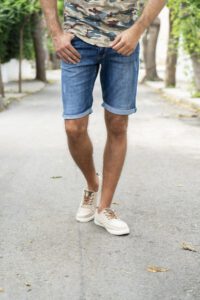 shorts, male, fashion, shoes, foot, denim, jeans, summer, hot, nature, man, sport, people, youth, men, adult, human, sporty, pose, body, nov, person